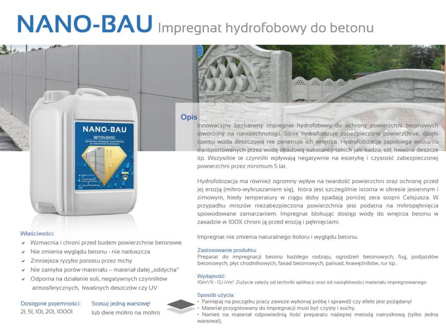 Hydrofobní impregnace na beton NANO-BAU BETON BASIC - Image 2