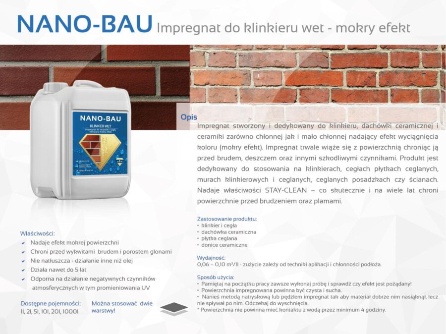 Nano-Bau KLINKIER WET impregnace pro slínkový mokro-mokrý efekt - Image 2