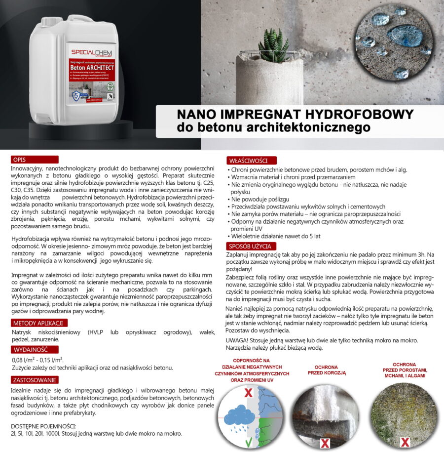 SPECIALCHEM Beton ARCHITECT - impregnat do betonu architektonicznego